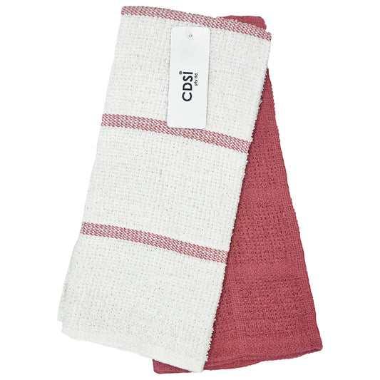 Micro Fibre Tea Towel Red 2pk