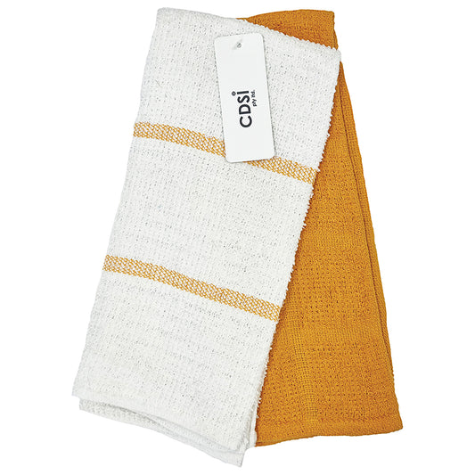 Micro Fibre Tea Towel Mustard 2pk