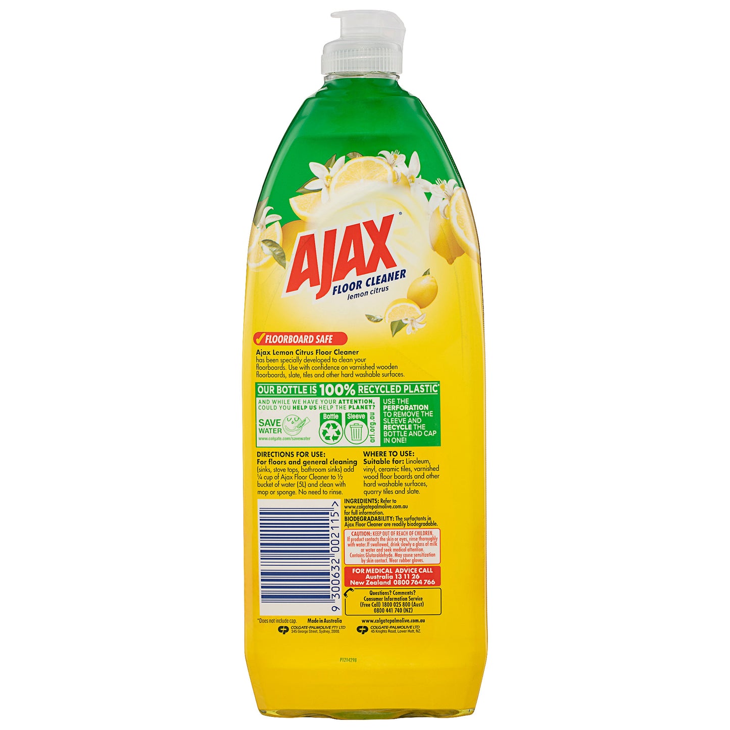 Ajax Floor Cleaner Lemon Citrus 750mL