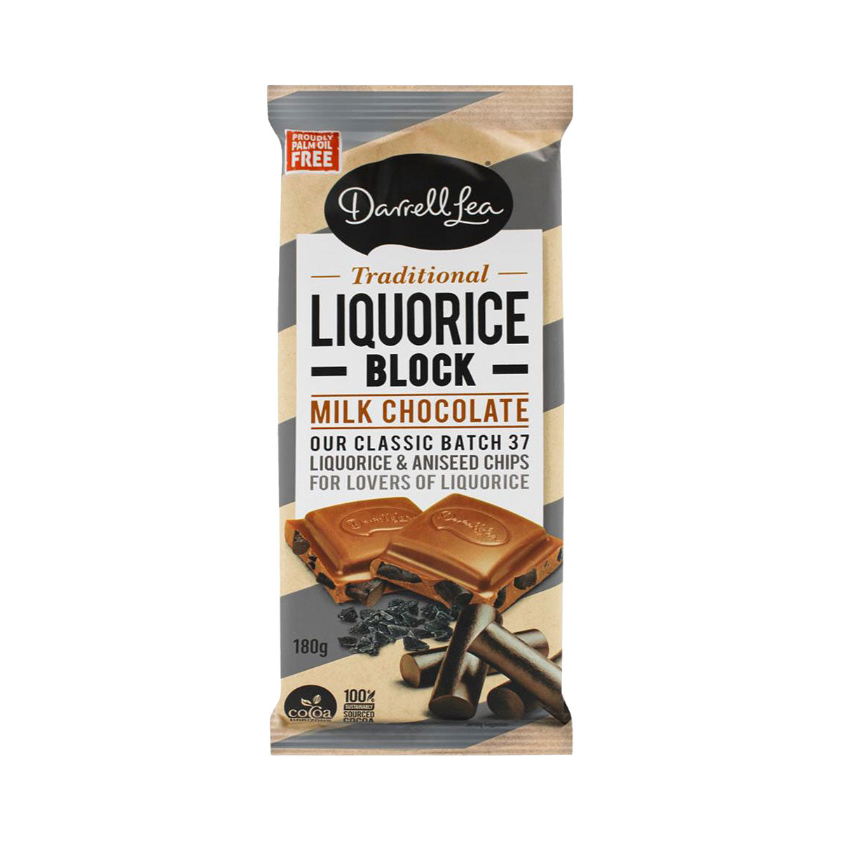 Darrell Lea Milk Chocolate Liquorice & Aniseed Block 180g