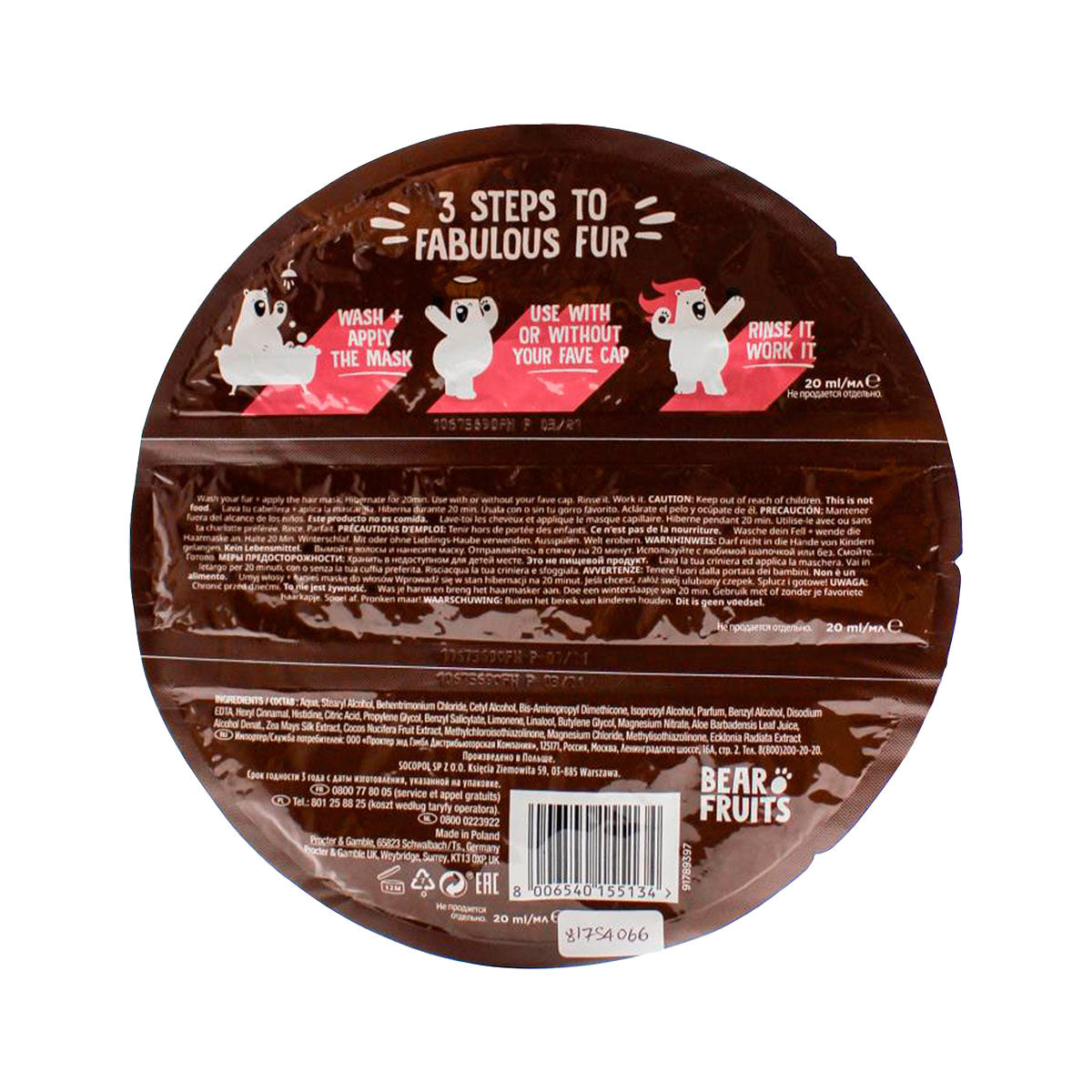 Bear Fruits Hair Mask Coconut Moisture + Hydration 3x20mL