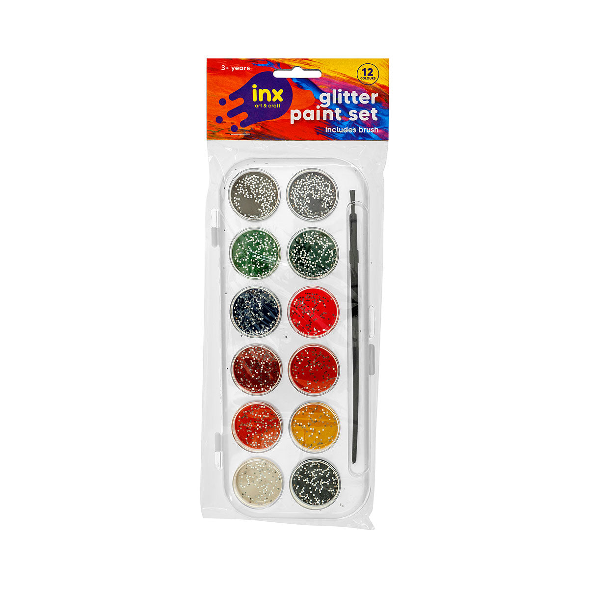 Glitter Paint Set 12 Colours with Brush