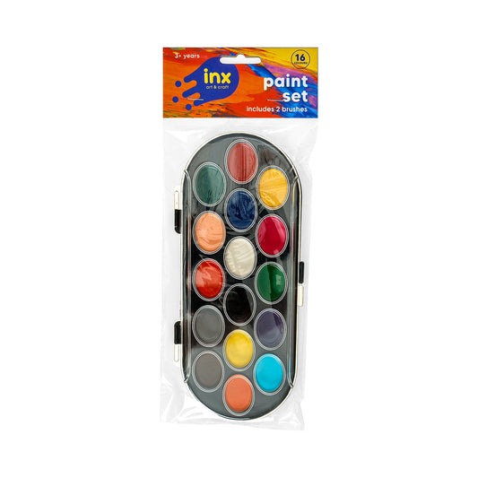 Paint Set 16 Colours with 2 Paint Brushes
