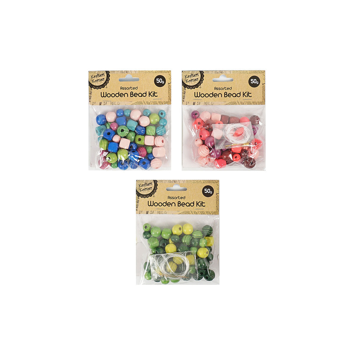 Krafters Korner Wooden Bead Kit Assorted