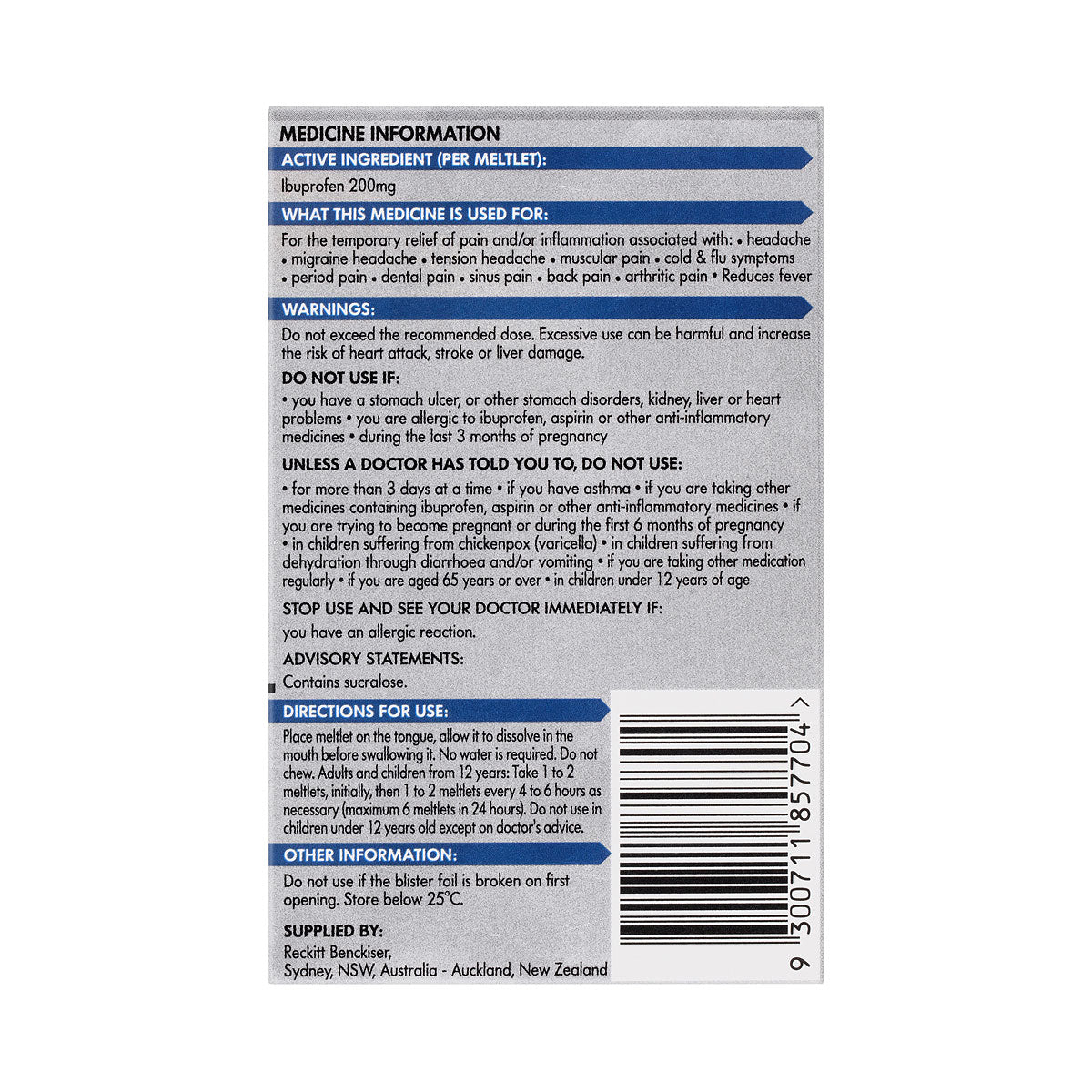 Nurofen Meltlets Berry Burst 200mg 12pk