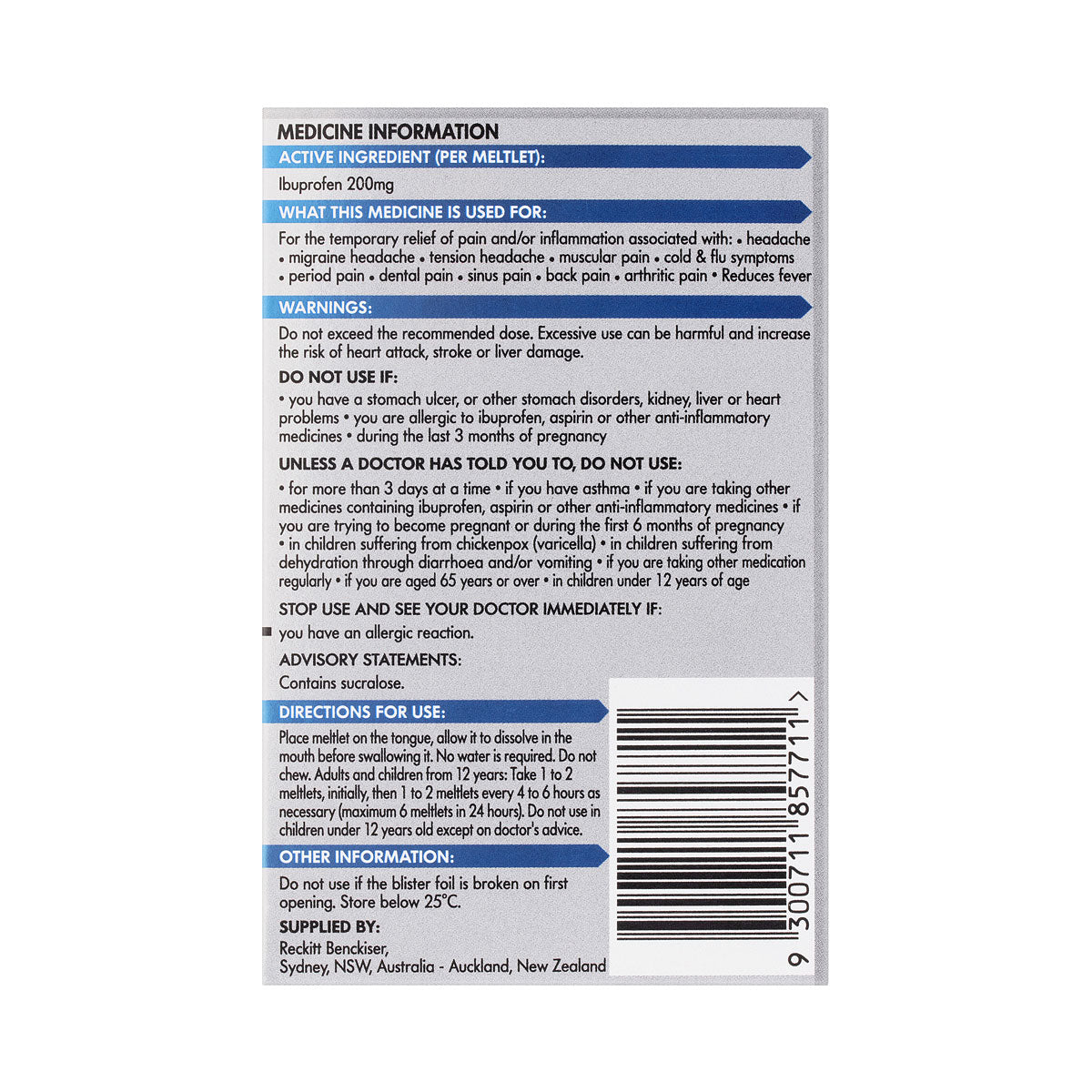 Nurofen Meltlets Berry Burst 200mg 24pk