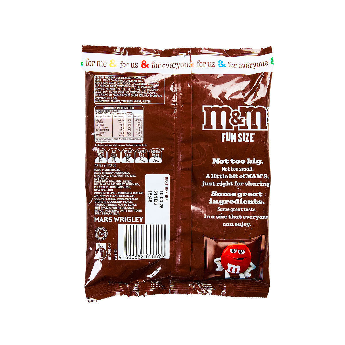M&M Chocolate Funsize Sharepack 148g 11PK