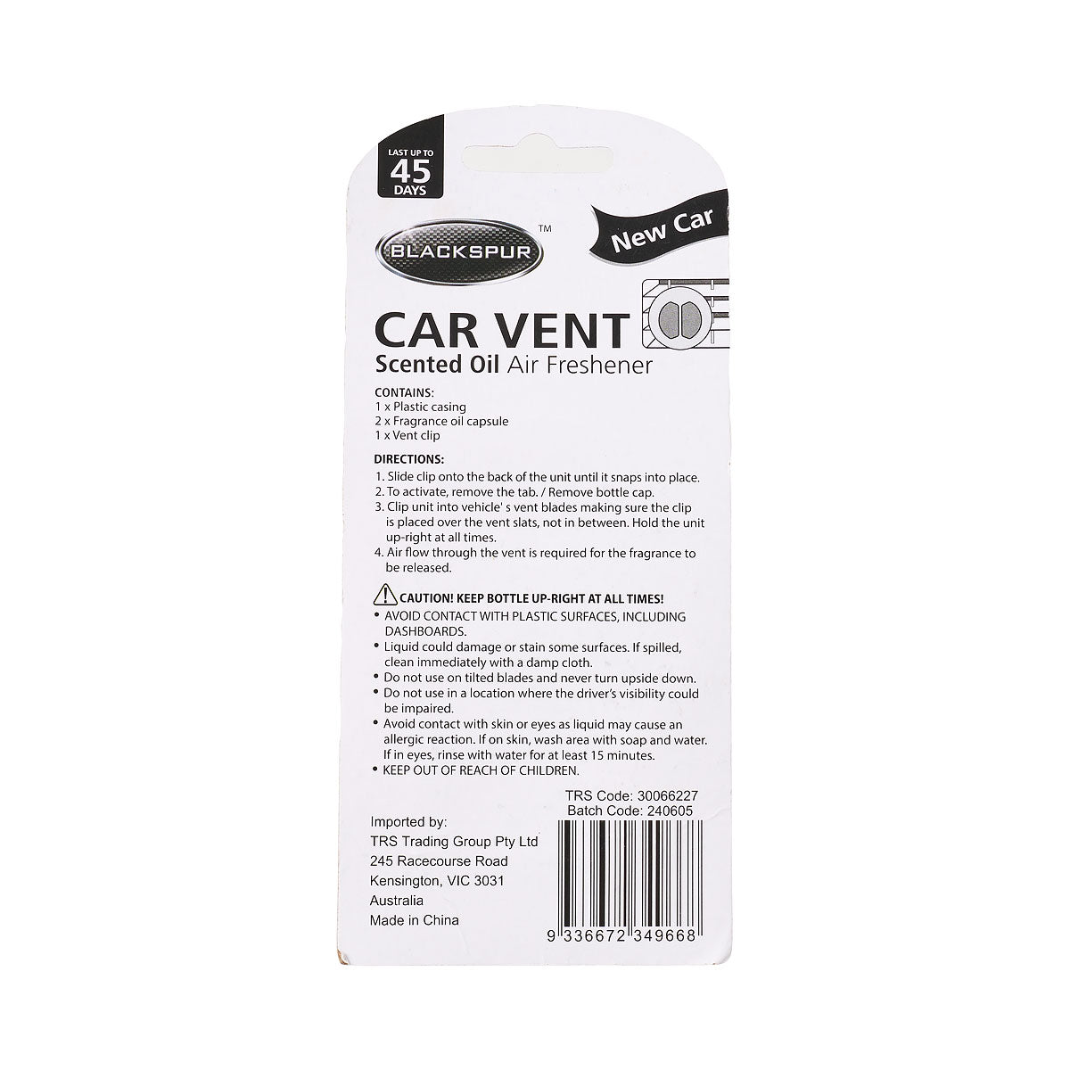 Blackspur Car Vent Air Freshener 5mL  Assorted Fragrances