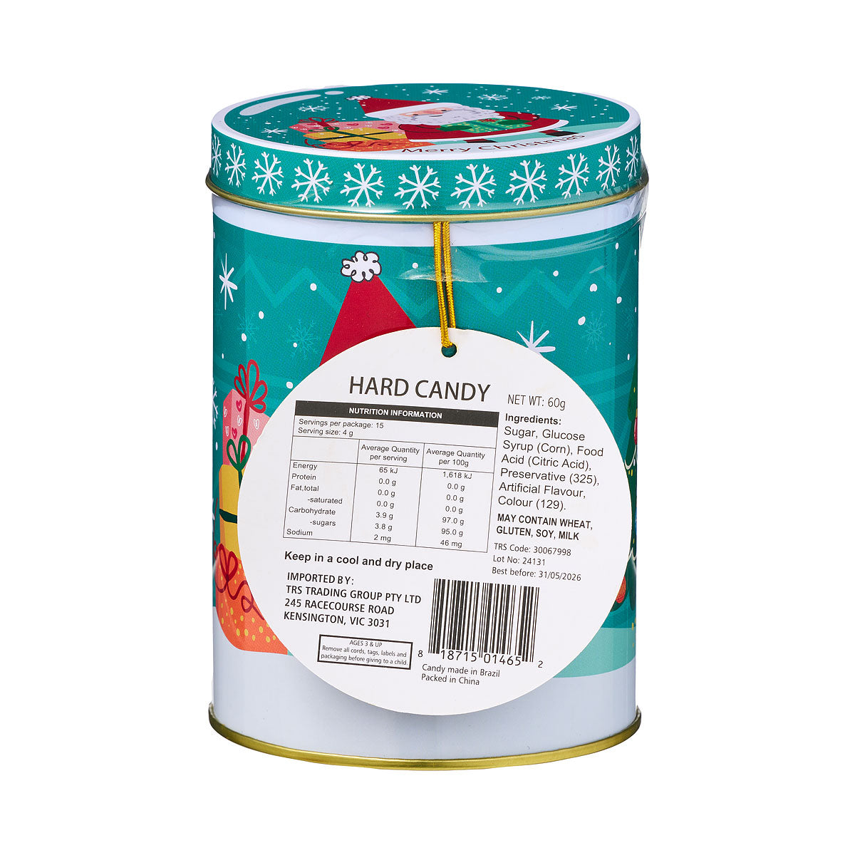 Christmas Round Tin With Hard Candy 60g