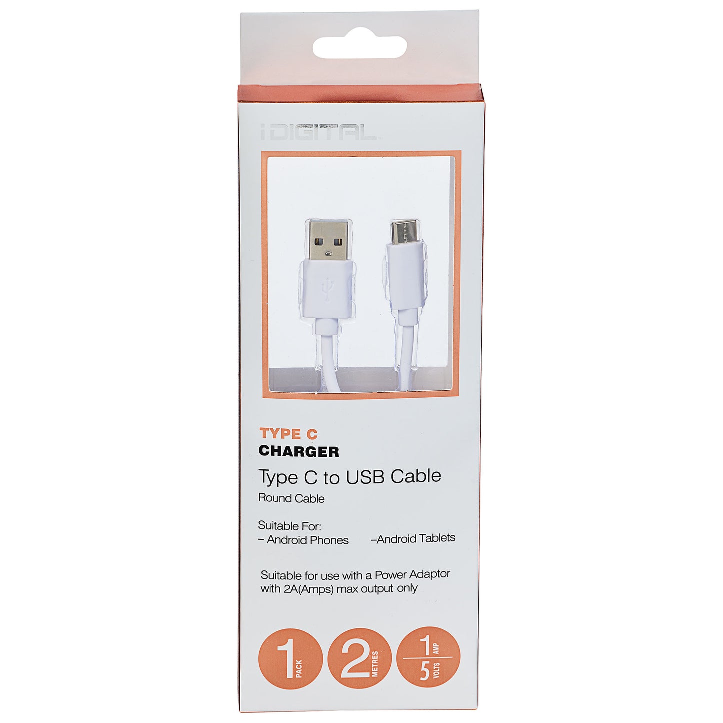 Type C Cable 2m 1a Black/ White