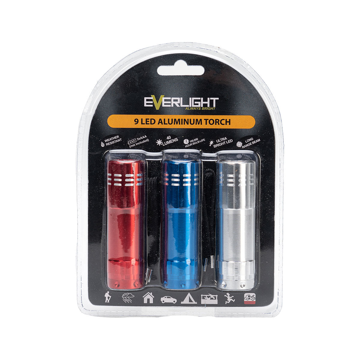 9 LED Aluminum Torch Set 3pk