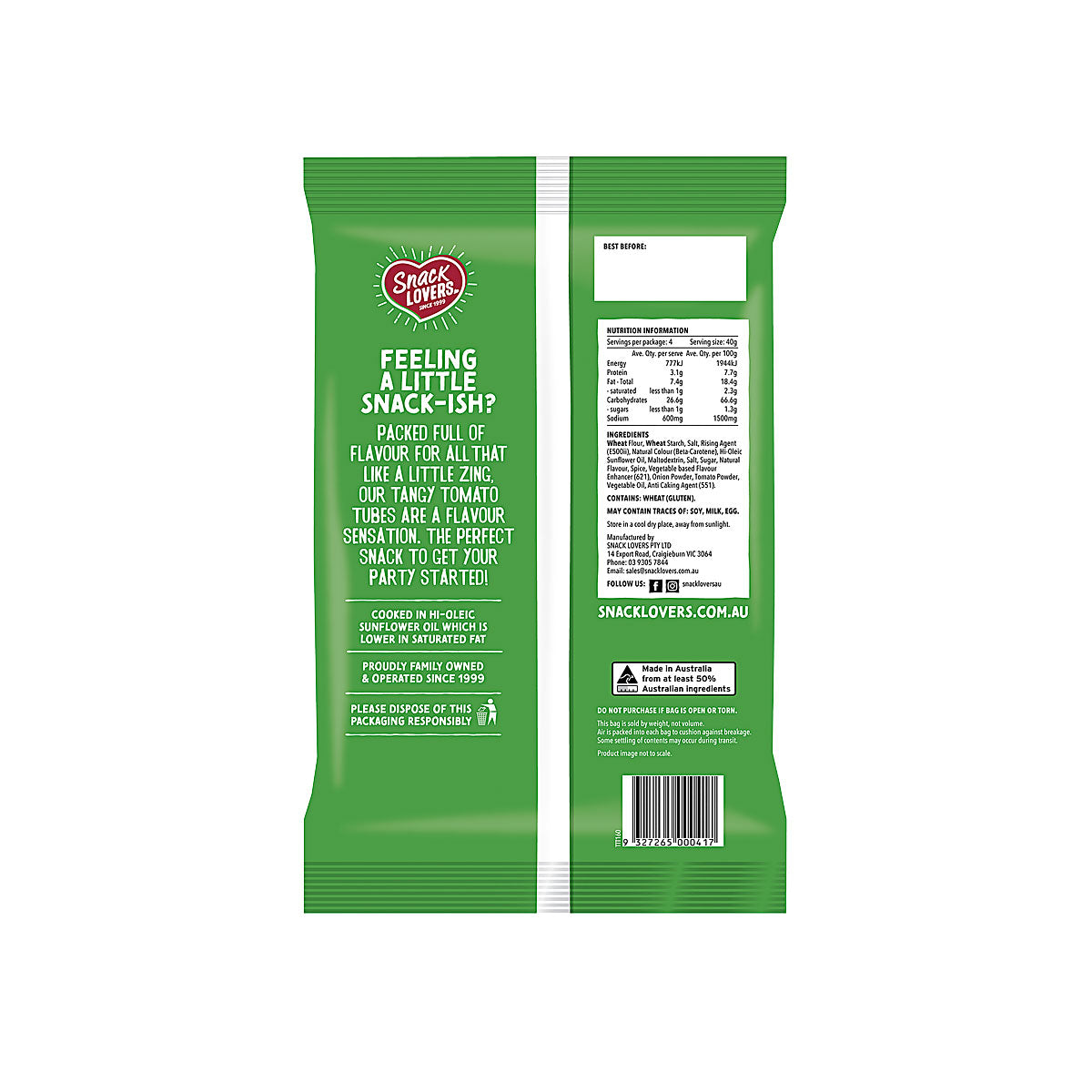 Snack Lovers Tomato Tubes 160g