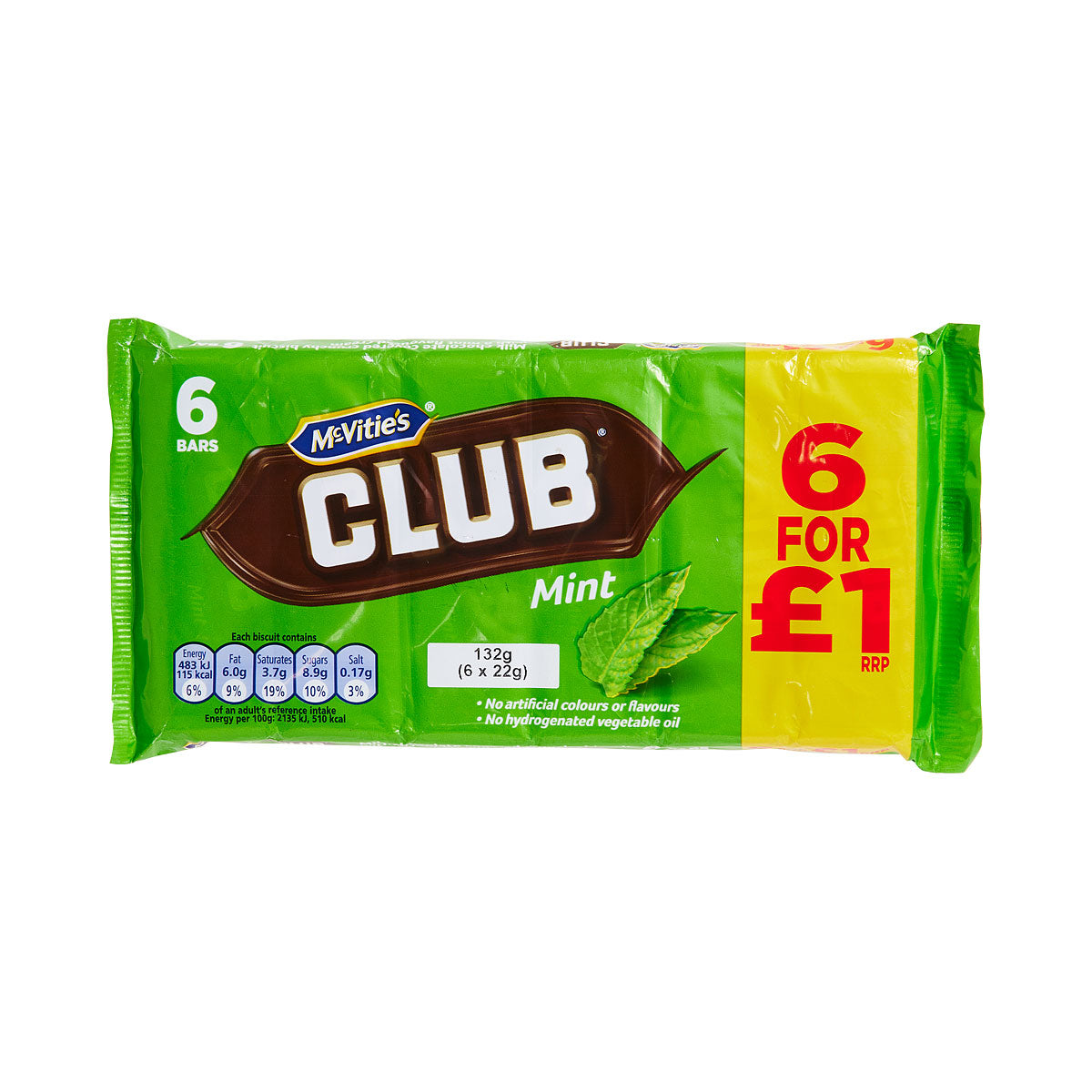 McVitie's Club Mint 6pk 132g