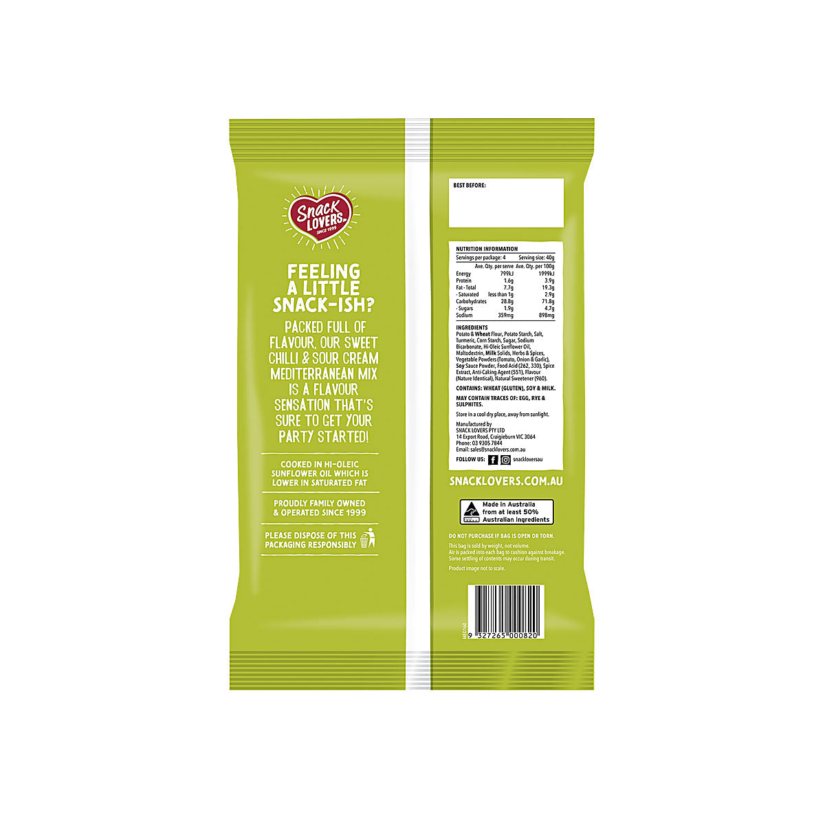 Snack Lovers Sweet Chilli Sour Cream 160g