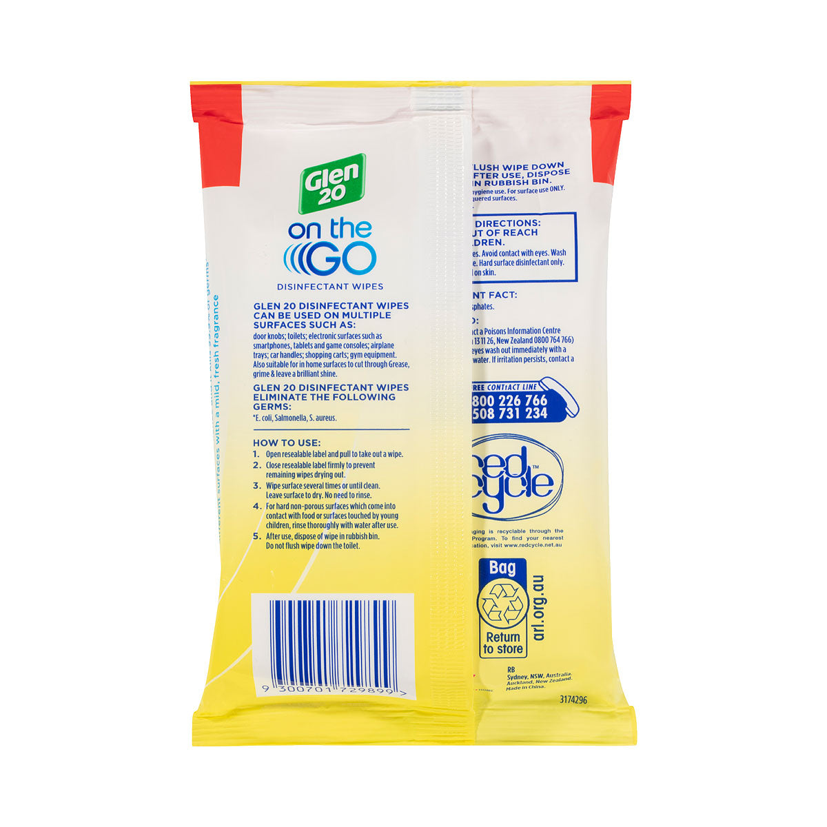 Glen 20 On-The-Go Wipes 15pk