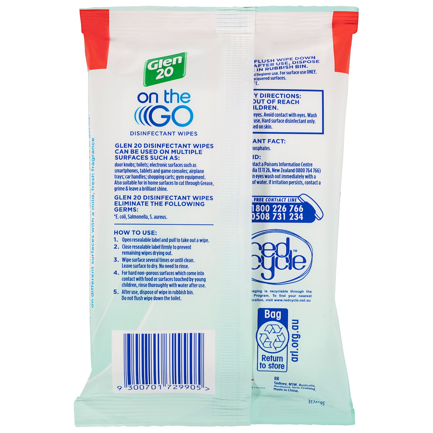 Glen 20 On-The-Go Wipes Eucalyptus 15pk