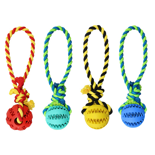 Pet Toy Dental Baseball with Cotton Rope Assorted Colours