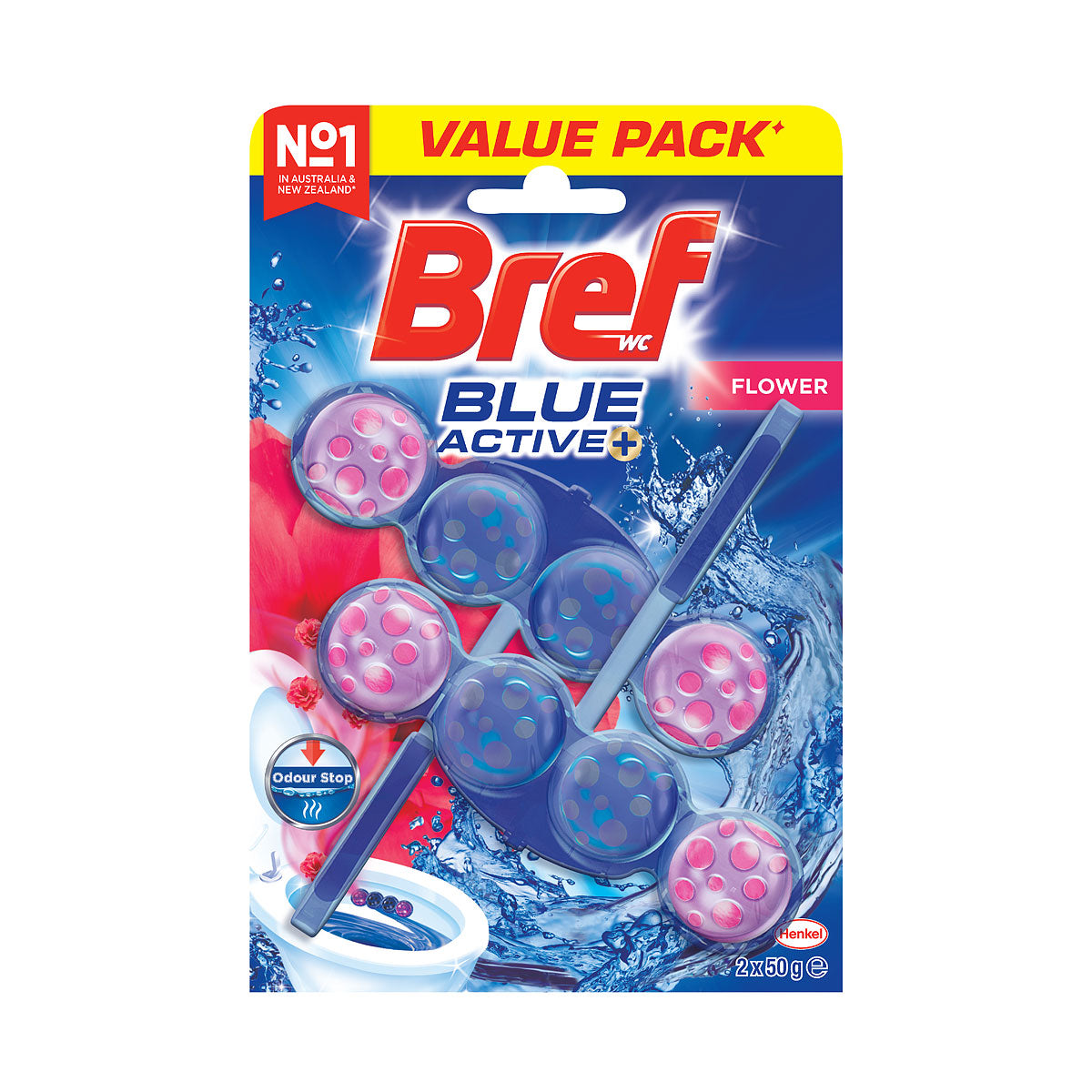 Bref Blue Active Toilet Cleaner Block Flower 2pk