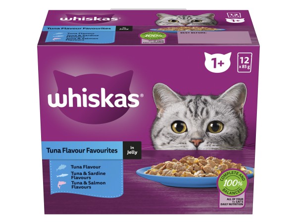 Whiskas Cat Food Favourites Tuna In Jelly 12x85g