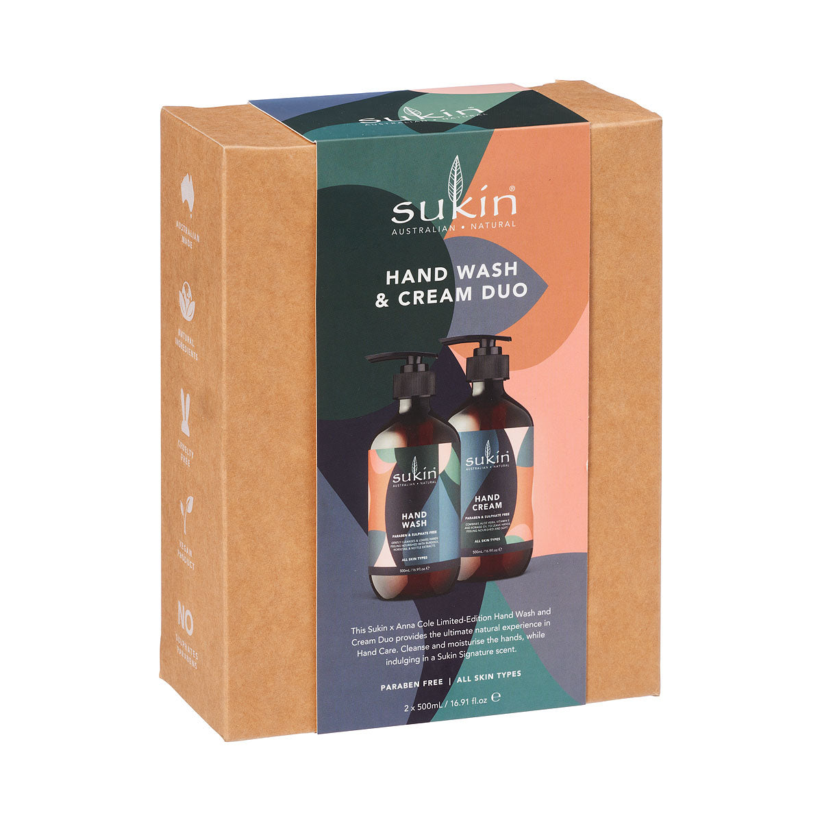 Sukin Hand Wash & Cream Duo Gift Pack 2x500mL