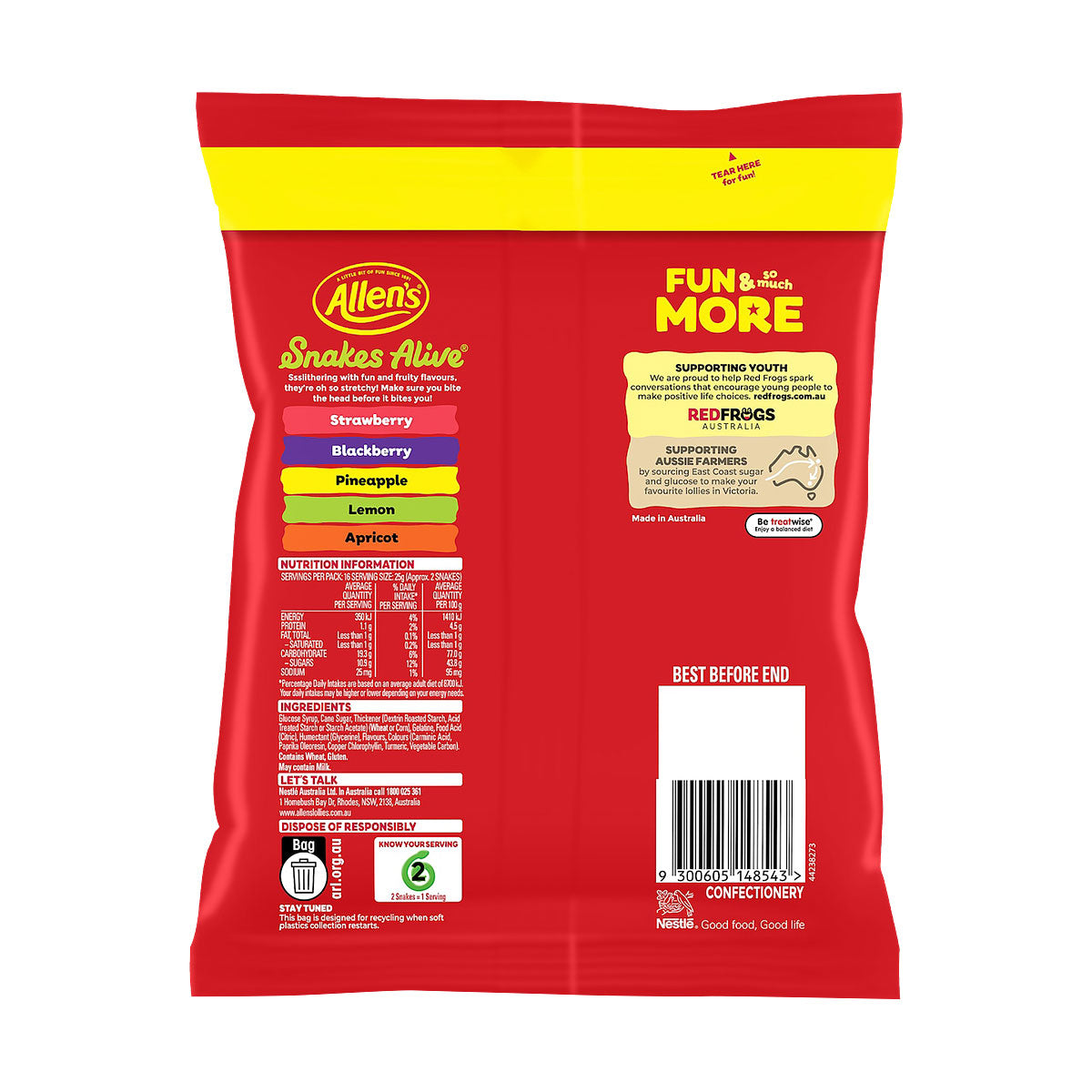 Allens Fam Size Snakes Alive 405g