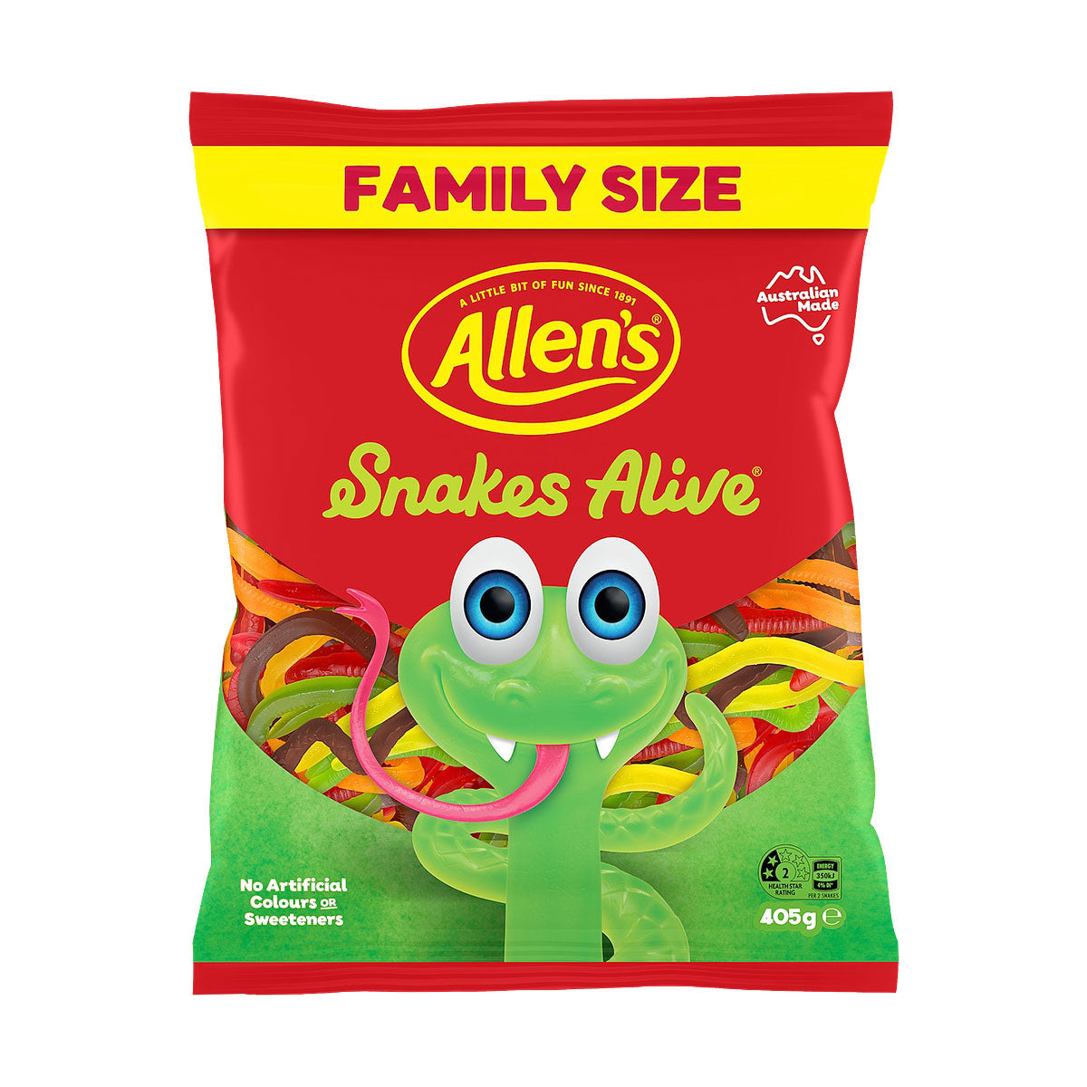 Allens Fam Size Snakes Alive 405g