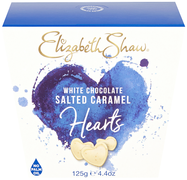 Elizabeth Shaw White Salt Caramel Hearts 125g