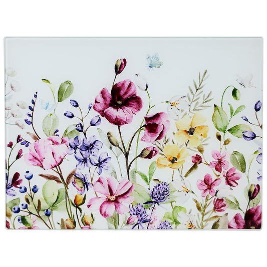 Flowers Glass Cutting Board