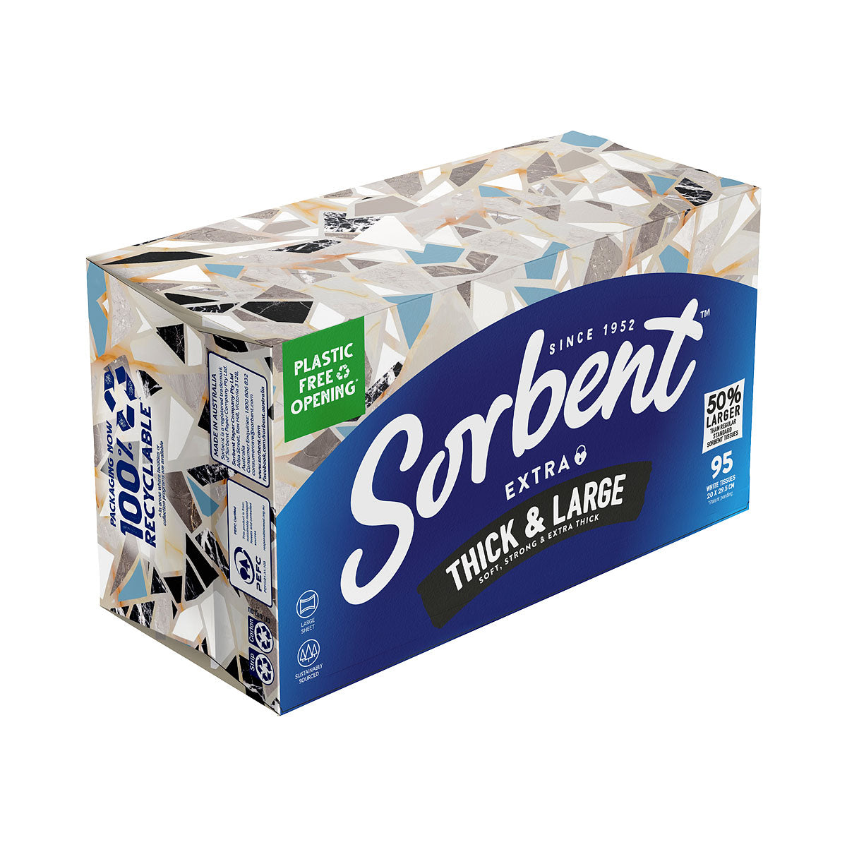 Sorbent Tissues Thick & Large 95pk Assorted