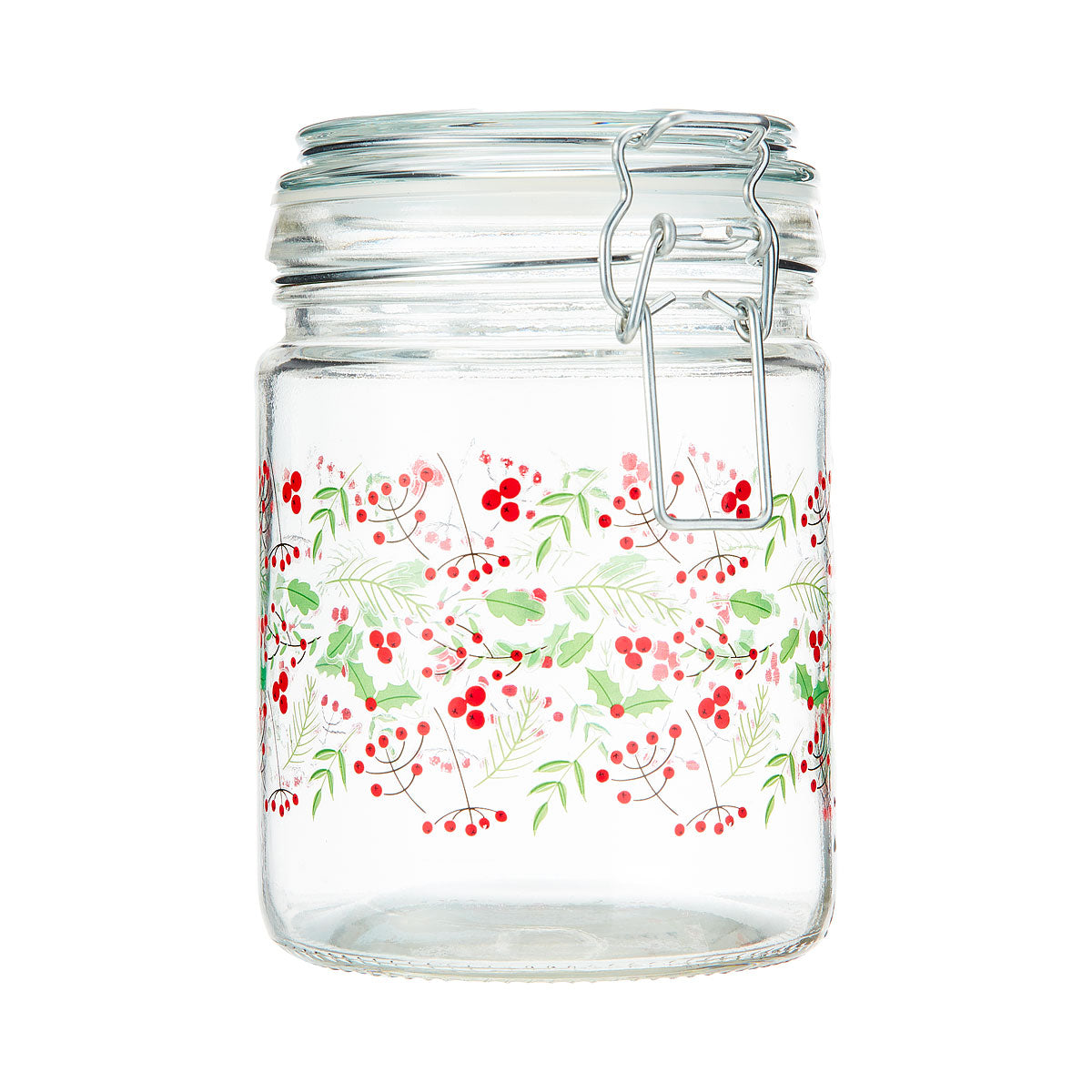 Christmas Clip Top Glass Jar 700mL Assorted