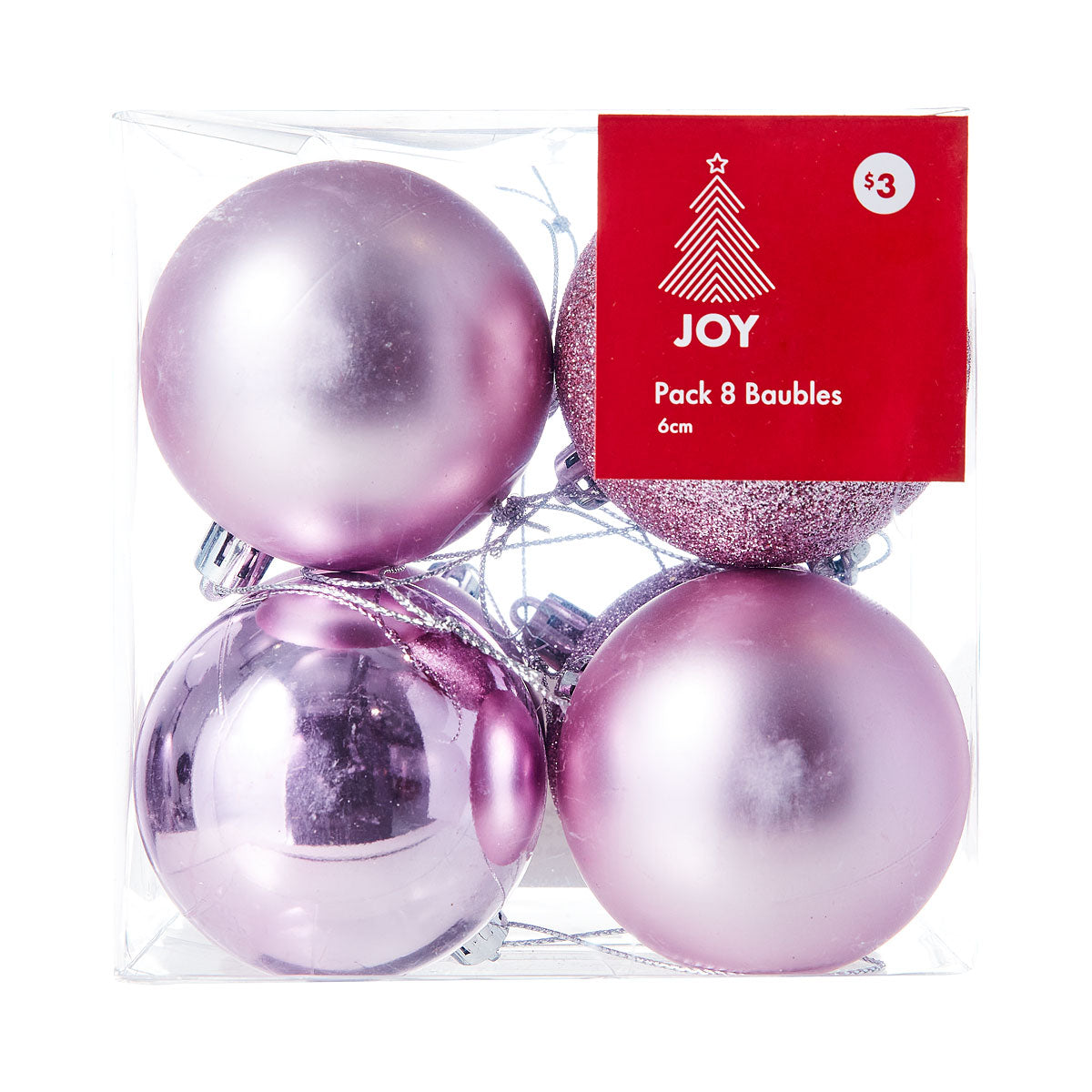 Christmas Baubles Mix 1 6cm 8pk Assorted