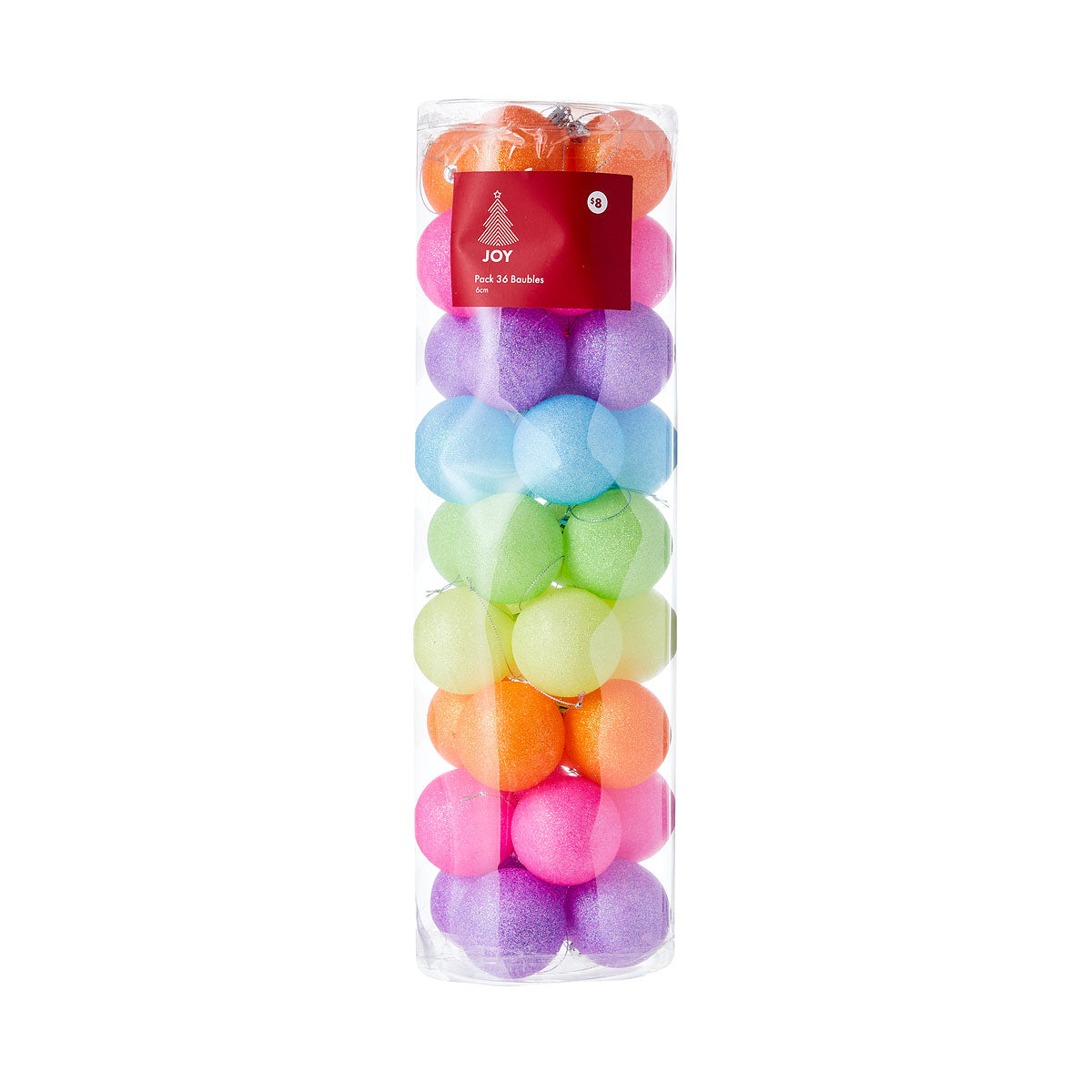 Christmas Baubles Fluorescent 6cm 36pk