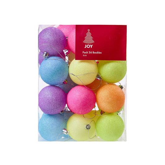 Christmas Baubles Fluorescent 6cm 36pk