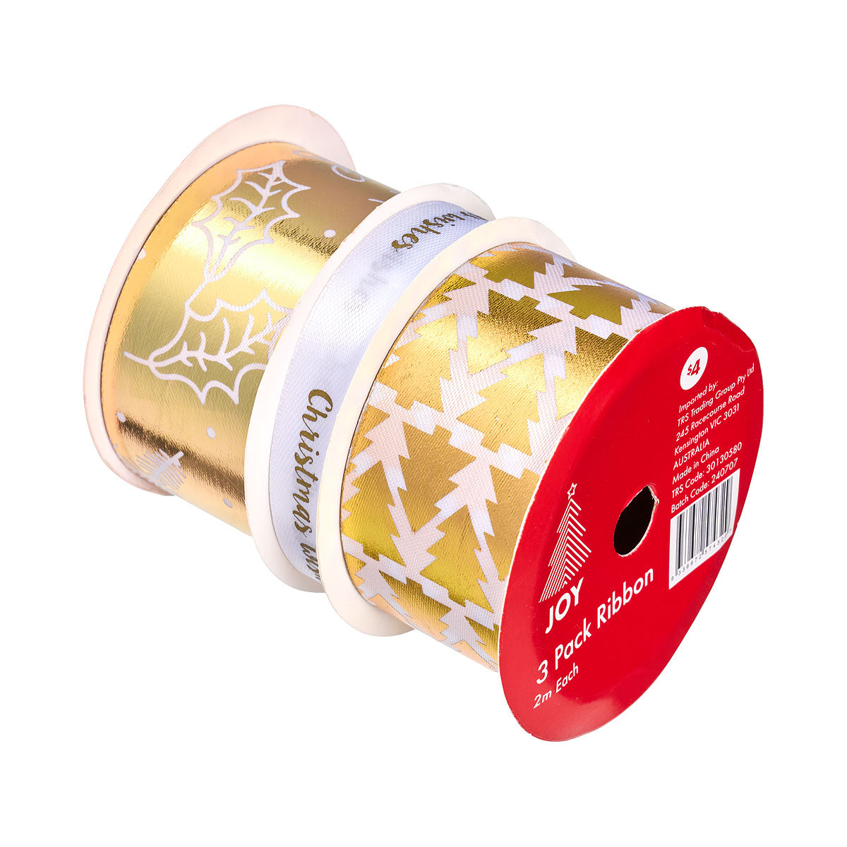 Christmas Spool Ribbon Luxury 2M 3pk