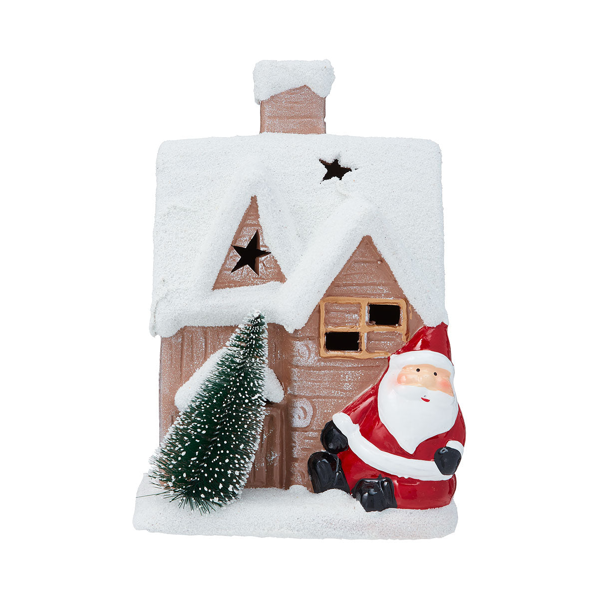 Christmas Ceramic Santa House Figurine Assorted