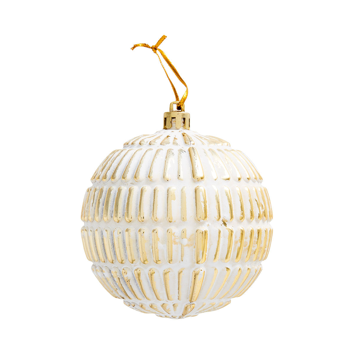 Christmas Whitewashed Gold Bauble