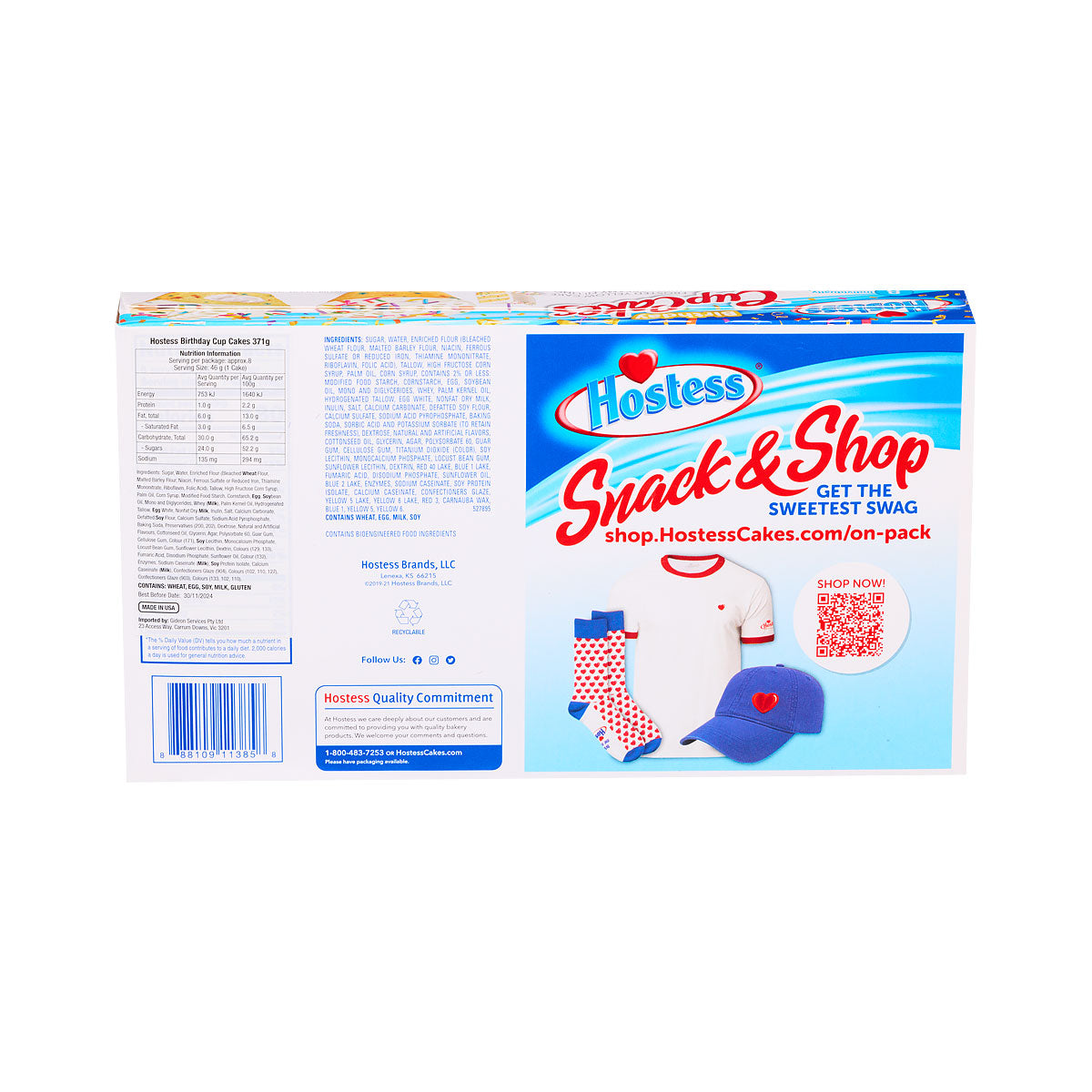 Hostess Birthday Cup Cake 371g 8pk