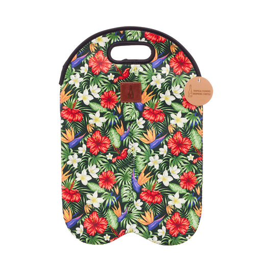 Tropical Flowers Neoprene Twin-Bottle Bag