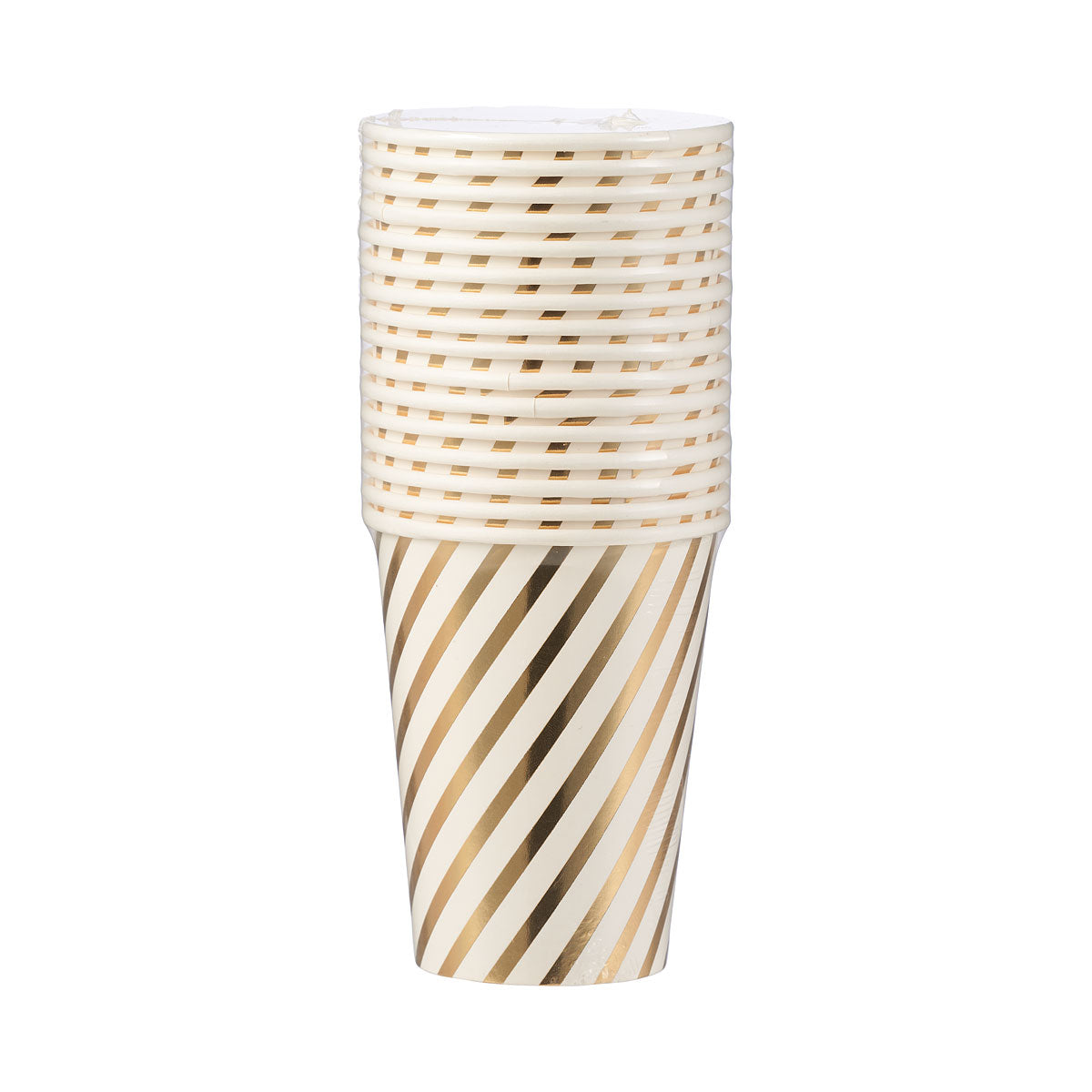 Gold/White Striped Paper Cups 16pk