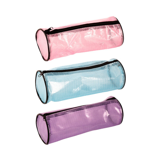 Pencil Case Mesh Round Assorted Colours