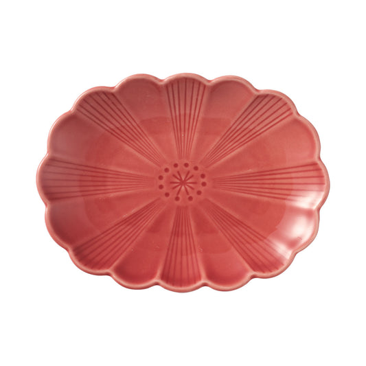 Flower Reactive Oval Plate 20cm Assorted