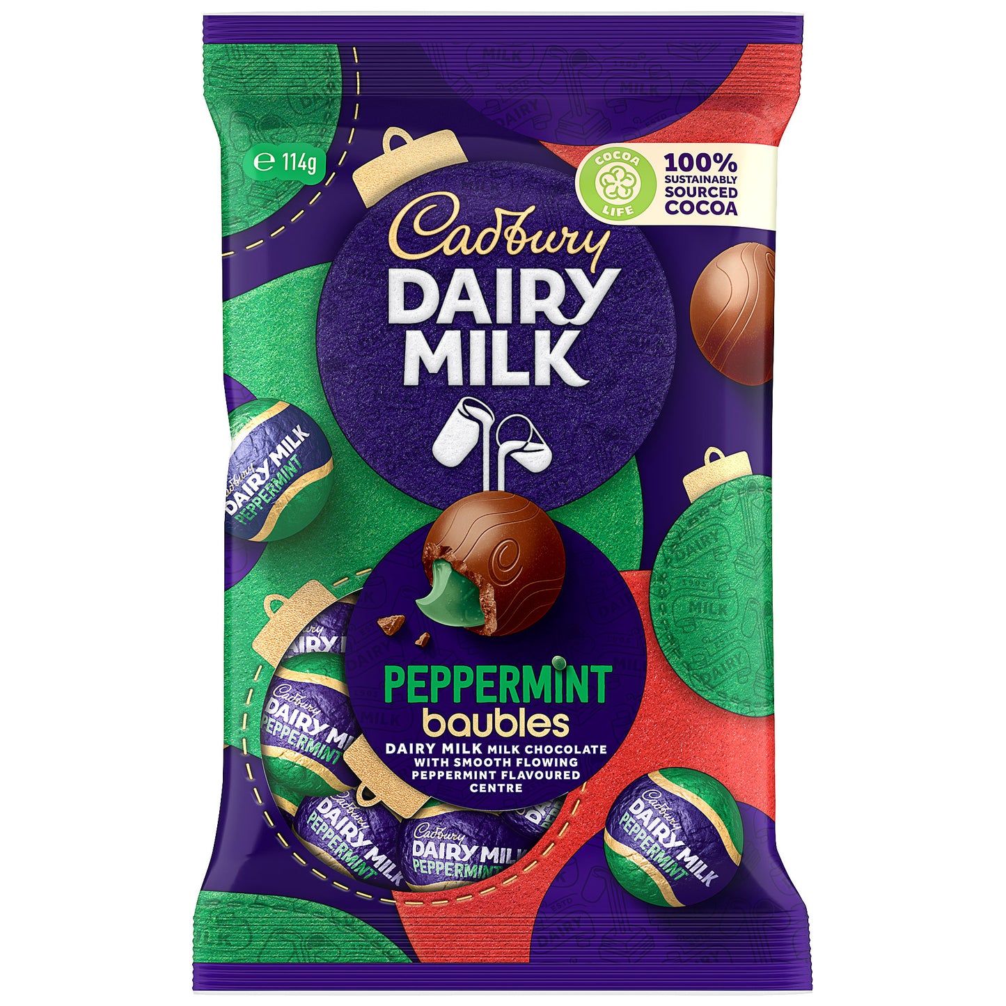 Cadbury Peppermint Baubles Bag 114g