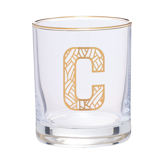 Monogrammed Double Old-Fashioned Gold Foil C,K,B Glass 300mL Assorted