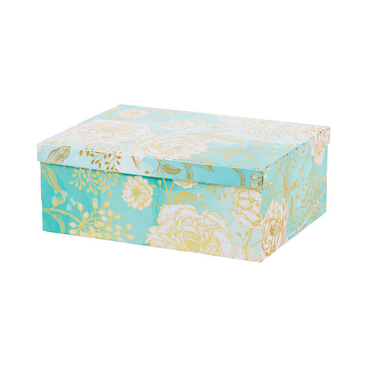 Gift Box Foiled Peony Mint 41x32x15.3 cm