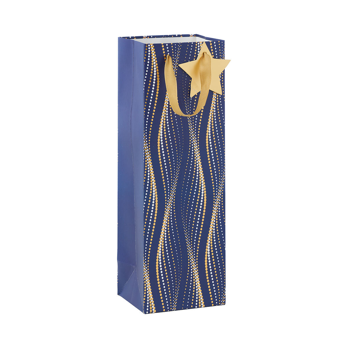 Vertical Wave Bottle Gift Bag Blue/Gold