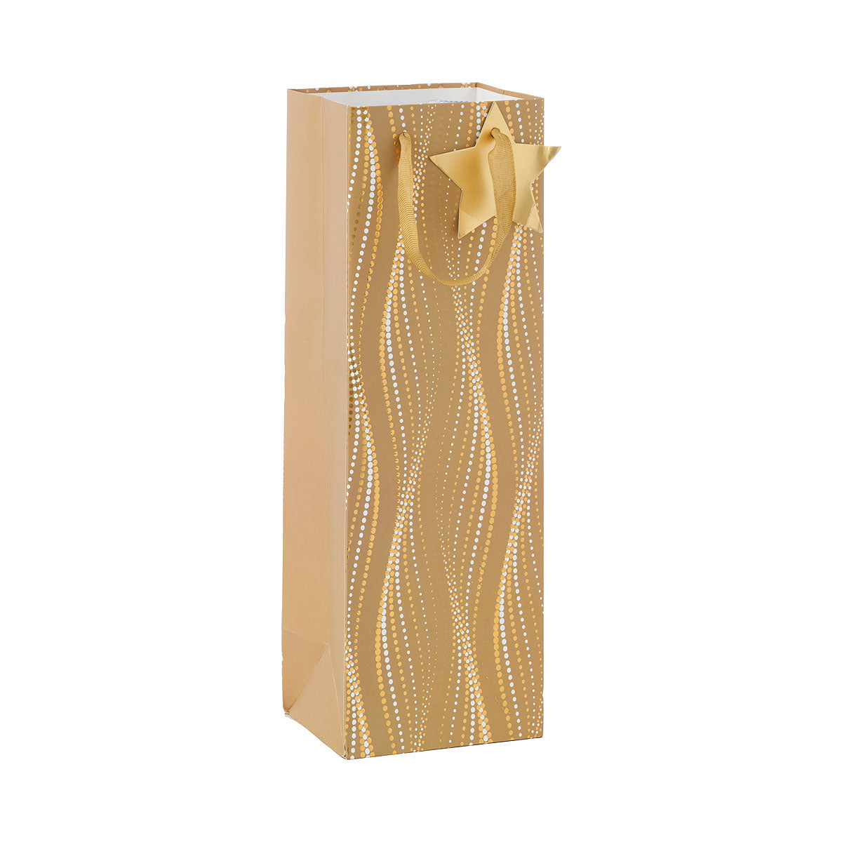 Vertical Wave Bottle Gift Bag Blue/Gold