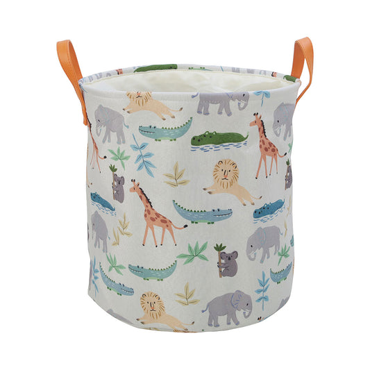 Safari Round Fabric Kids Hamper