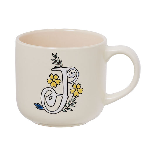 Floral Embossed Monogram C,J,K Mug 400mL Assorted