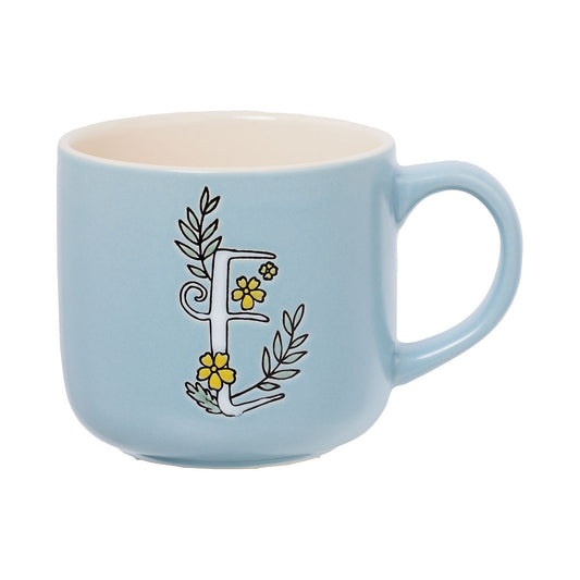 Floral Embossed Monogram L,T,E Mug 400mL Assorted