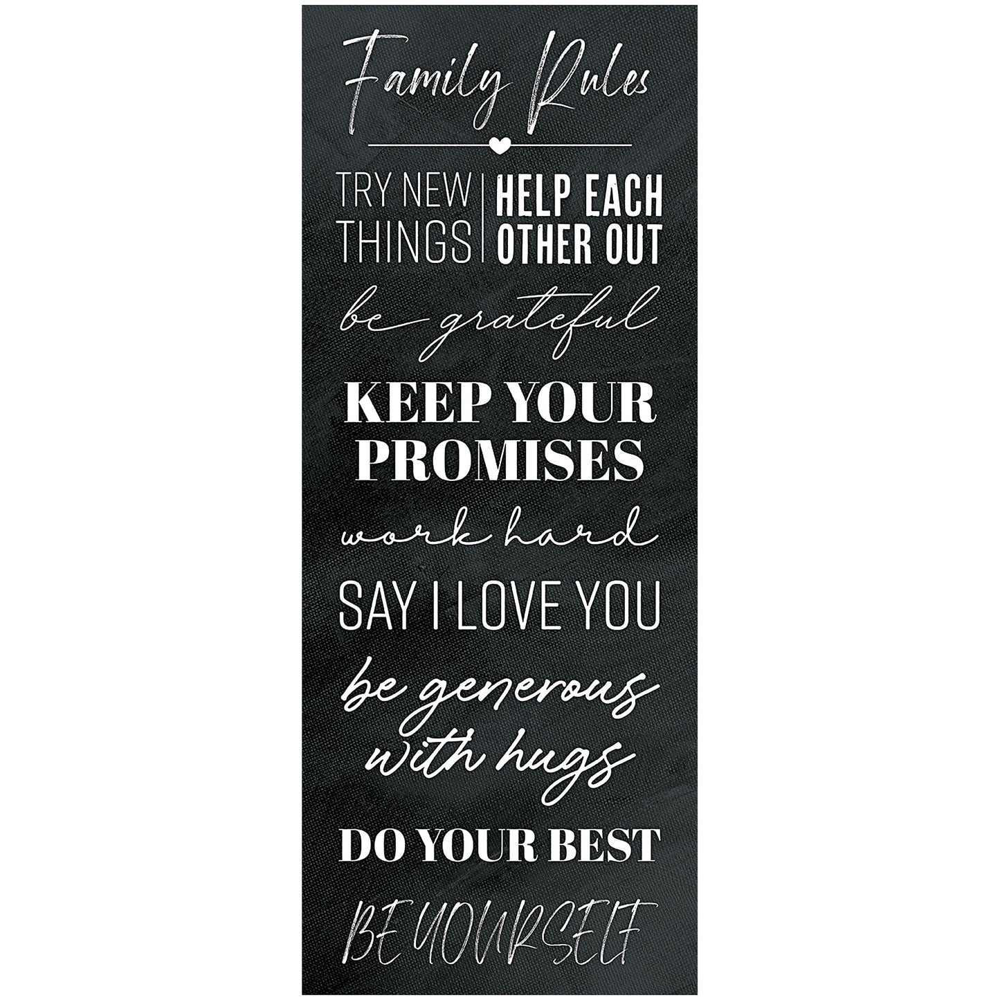 Family Rules Long Print Canvas Assorted 8x20